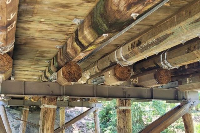 Timber underside of Bridge on Eungella Dam Road, West of Mackay.